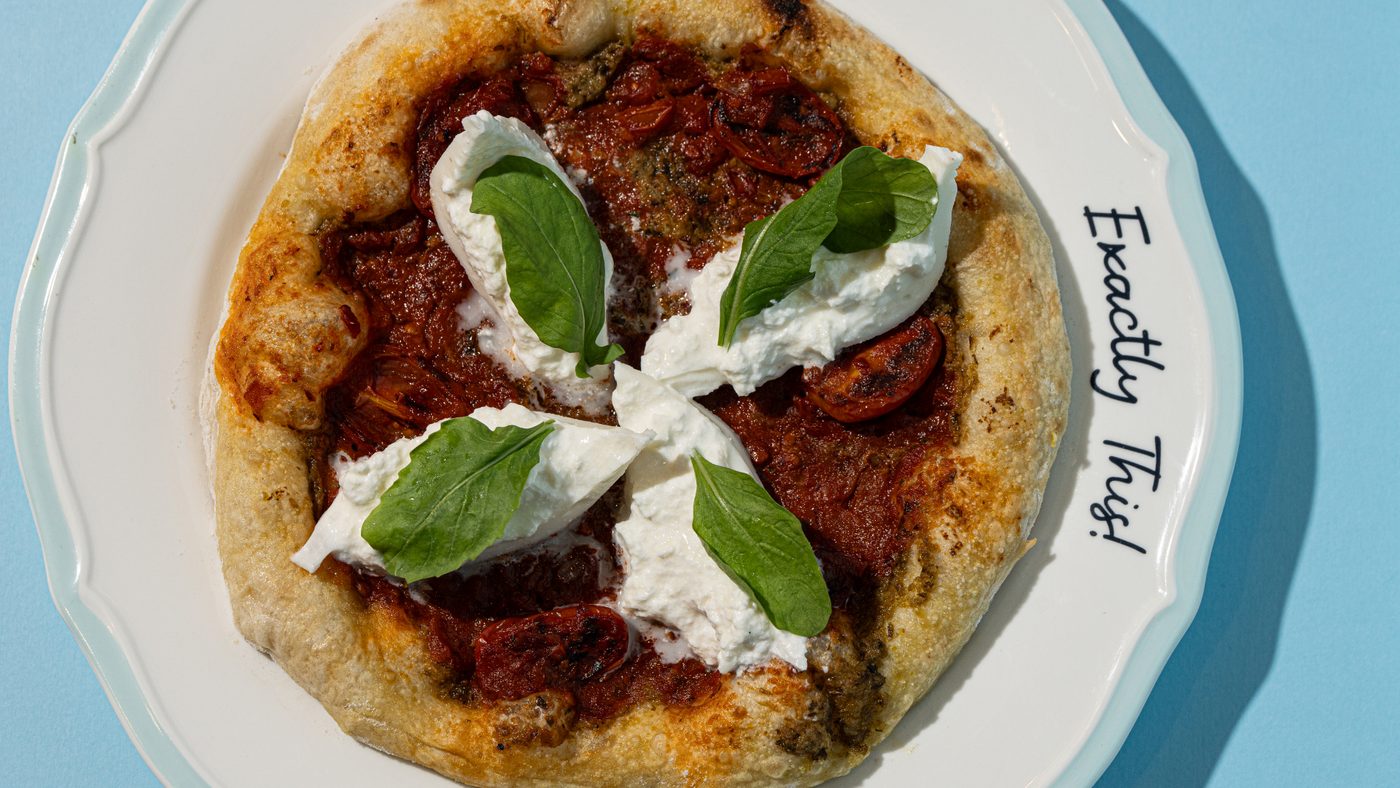 PESTO, TOMATO & BURRATA BAKE
